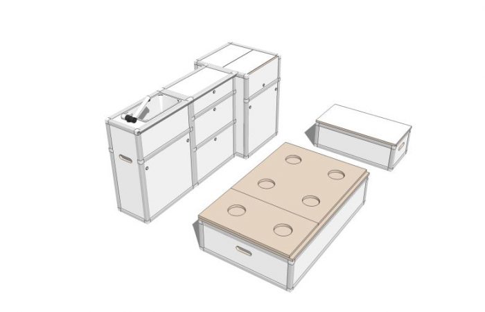 3D alle Module, Wohnposition, ohne Polster