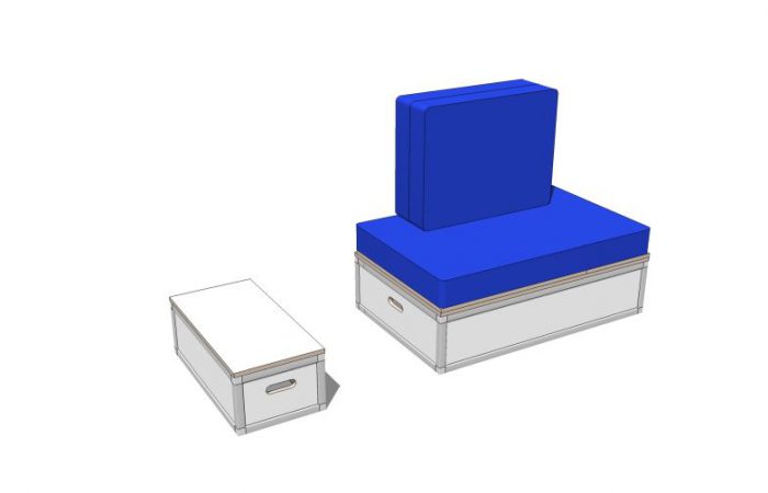 3D Bett- und Elektromodul mit Polstern