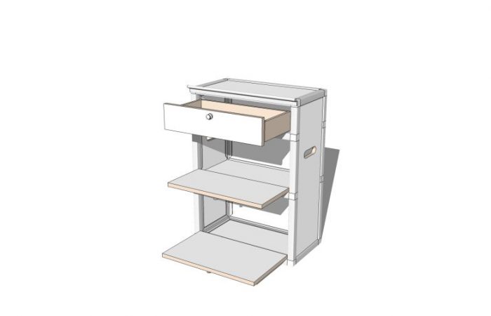 3D Staumodul, Fächer geöffnet, gedreht