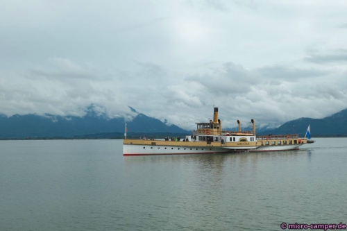 Mit einem Rad"dampfer" von 1926 geht es zurück nach Prien