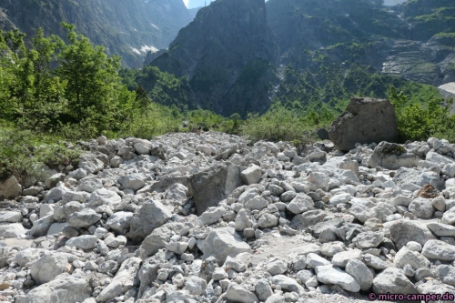 Steinehüpfen kurz vor dem Ziel
