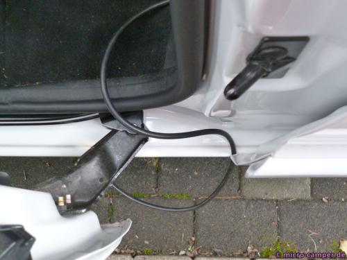 Kabel der Trommel in der "richtigen Kurve" in der Schiebetür (von oben gesehen)