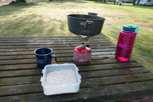 Das Kochgeschirr verwende ich auch im Micro Camper, Mehrfachnutzung ist das Zauberwort