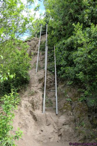 Hier geht es gleich zwei Leitern hoch