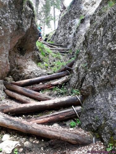 Blick zurück in die Felsrinne